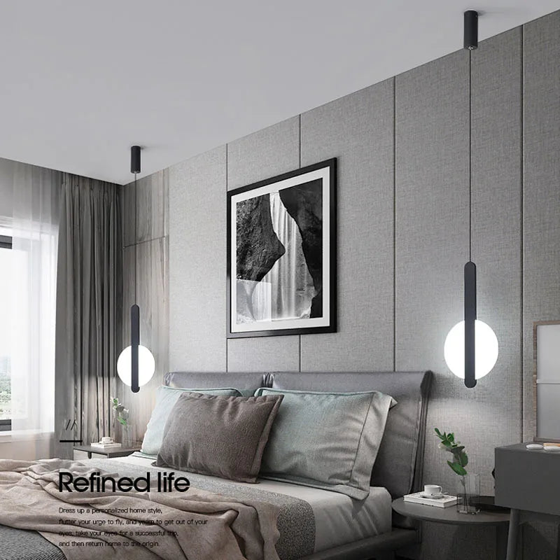 lampe suspension scandinave moderne led long câble - vue 5 sur 9
