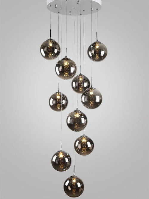 lustre en verre pour escalier design moderne à led - vue 4 sur 8