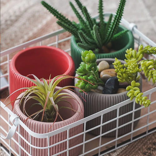 moule à pot de fleurs en béton à rayures et en silicone - vue 5 sur 8