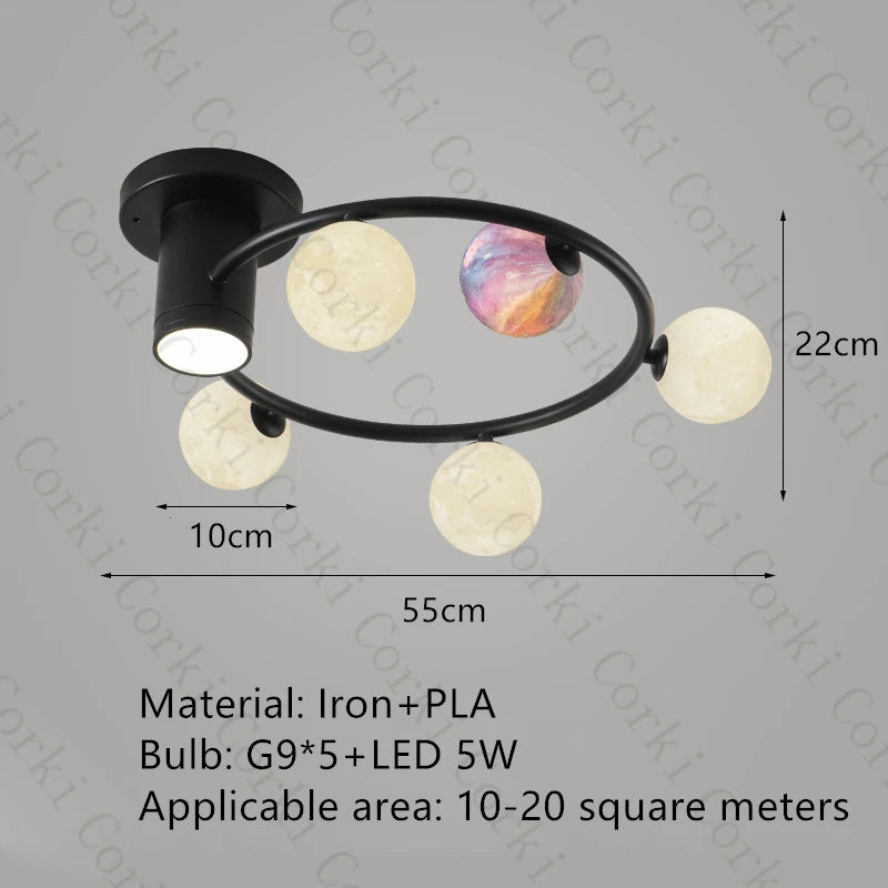 plafonnier design en métal noir doré boule blanche pour intérieur moderne - vue 12 sur 18