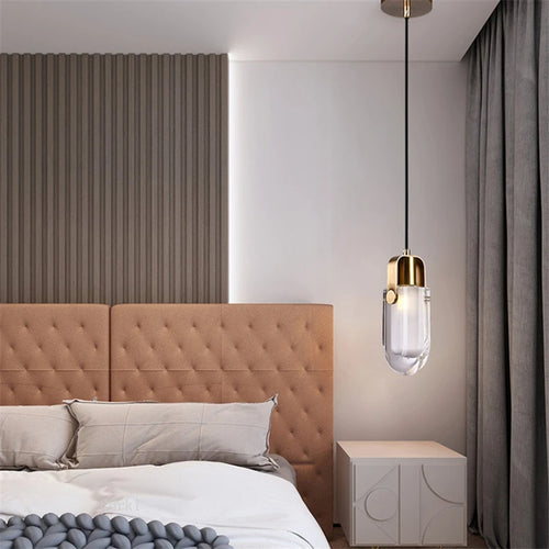 suspension moderne en cristal avec éclairage led décoratif - vue 4 sur 7