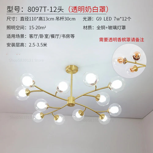 lustre led moderne nouvelle lampe suspension moléculaire nordique - vue 11 sur 14