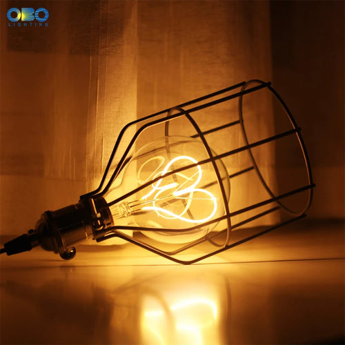 suspension vintage en fer avec interrupteur et support de lampe - vue 4 sur 16