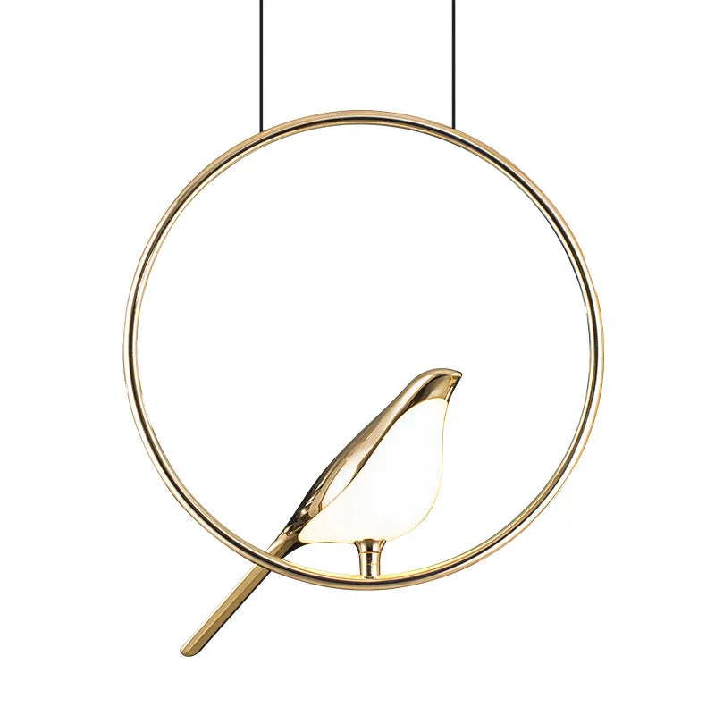 suspension LED oiseau fantaisie plaquée or design moderne ajustable - vue 5 sur 18