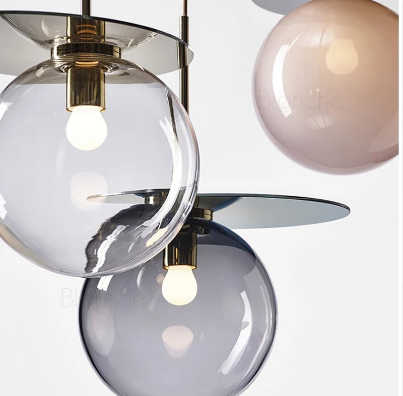 suspension moderne en verre avec éclairage led nordique - vue 4 sur 11