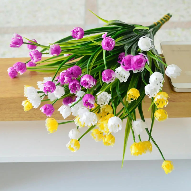 bouquet de mini tulipes artificielles pour décoration de printemps - vue 1 sur 11