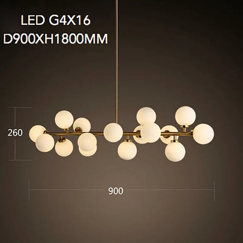 lustre doré avec Boule de verre corps doré créative - vue 6 sur 7