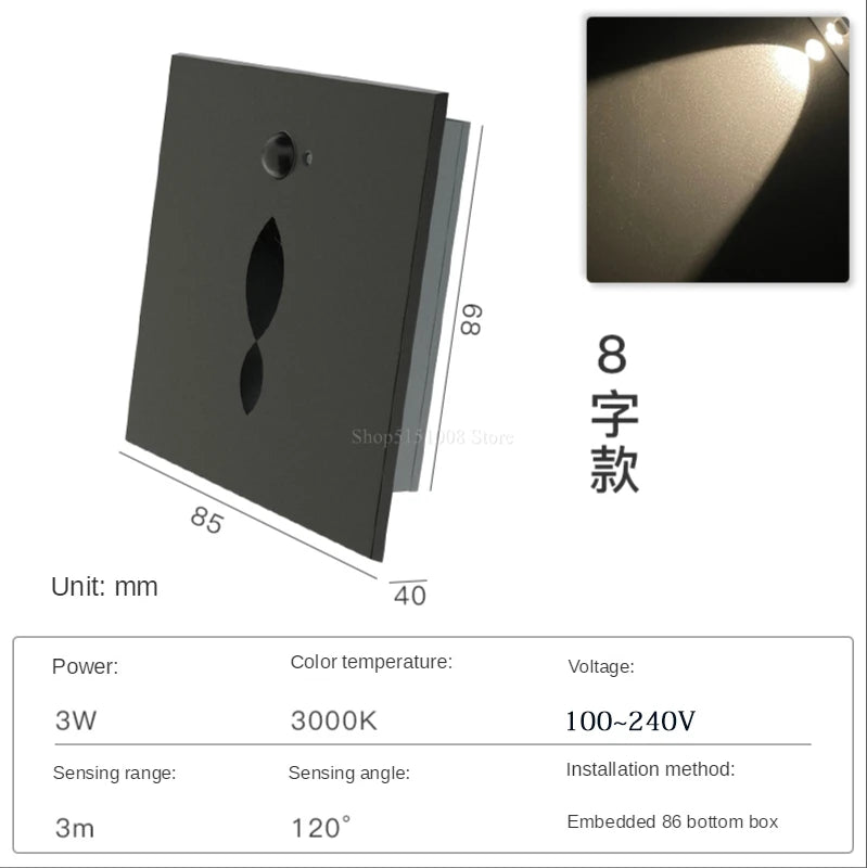 applique murale led à induction avec capteur intégré - vue 8 sur 18