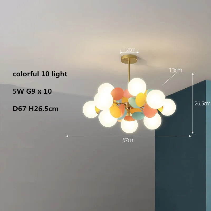 lustre led globe en verre acrylique coloré pour enfants - vue 15 sur 24