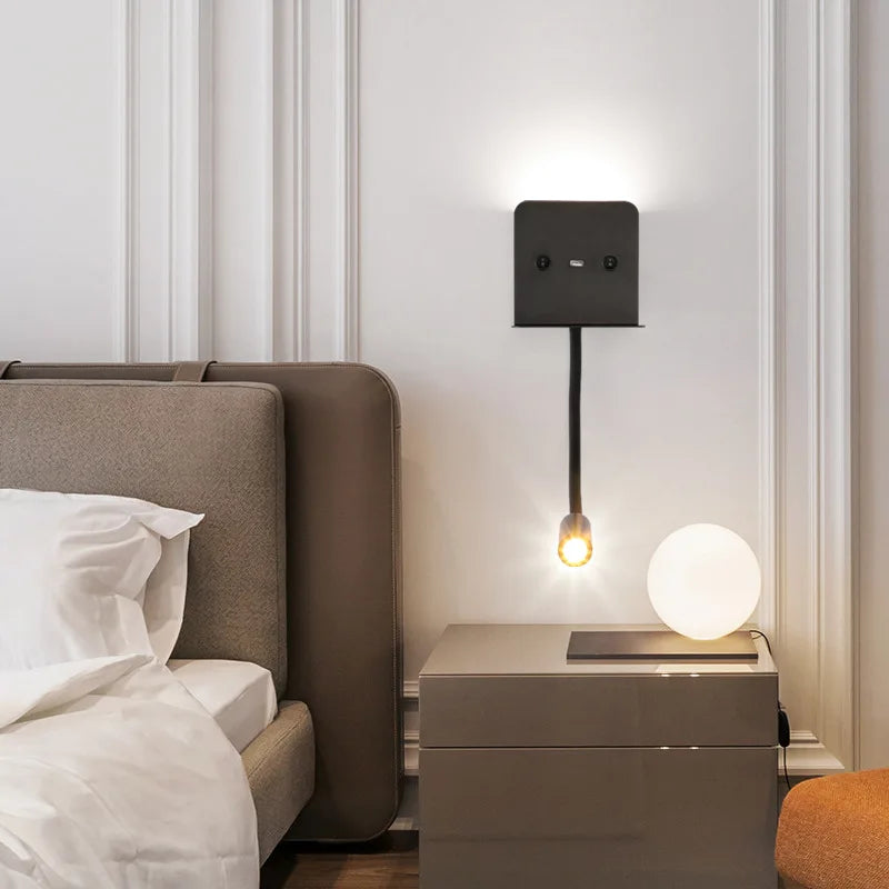 applique murale led moderne avec veilleuse et chargeur usb intégré - vue 7 sur 7