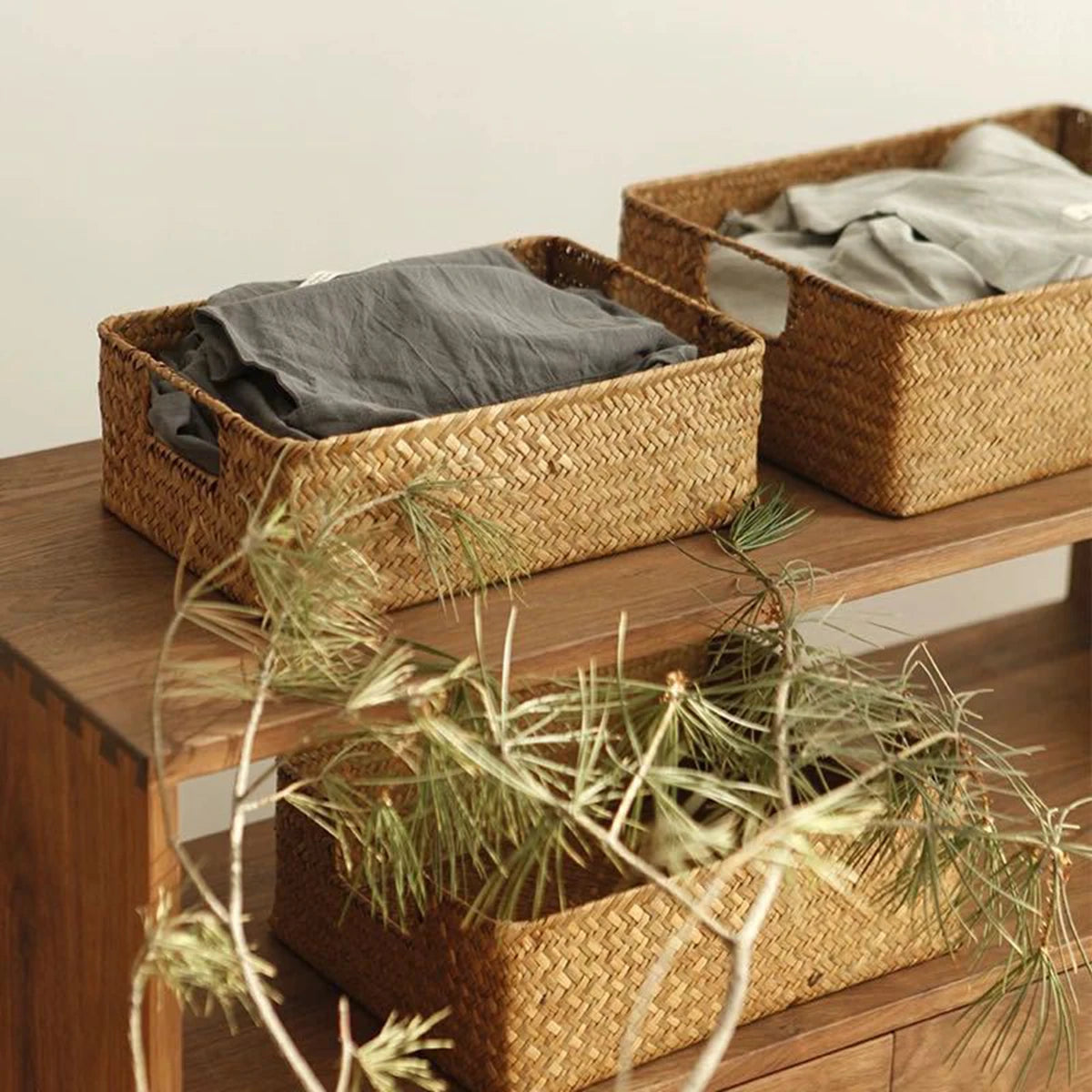 panier en jonc de mer tissé pour fruits et rangement - vue 3 sur 10