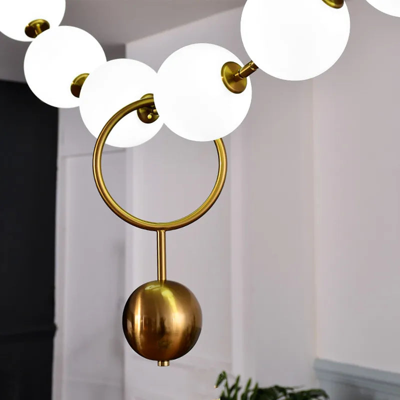 lustre à led en chaîne de boules en verre élégant et moderne - vue 5 sur 7