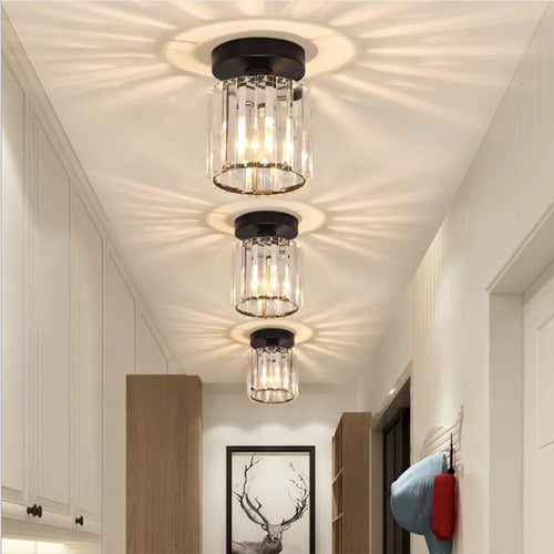 plafonnier cristal led lumières carré rond salon - vue 2 sur 11