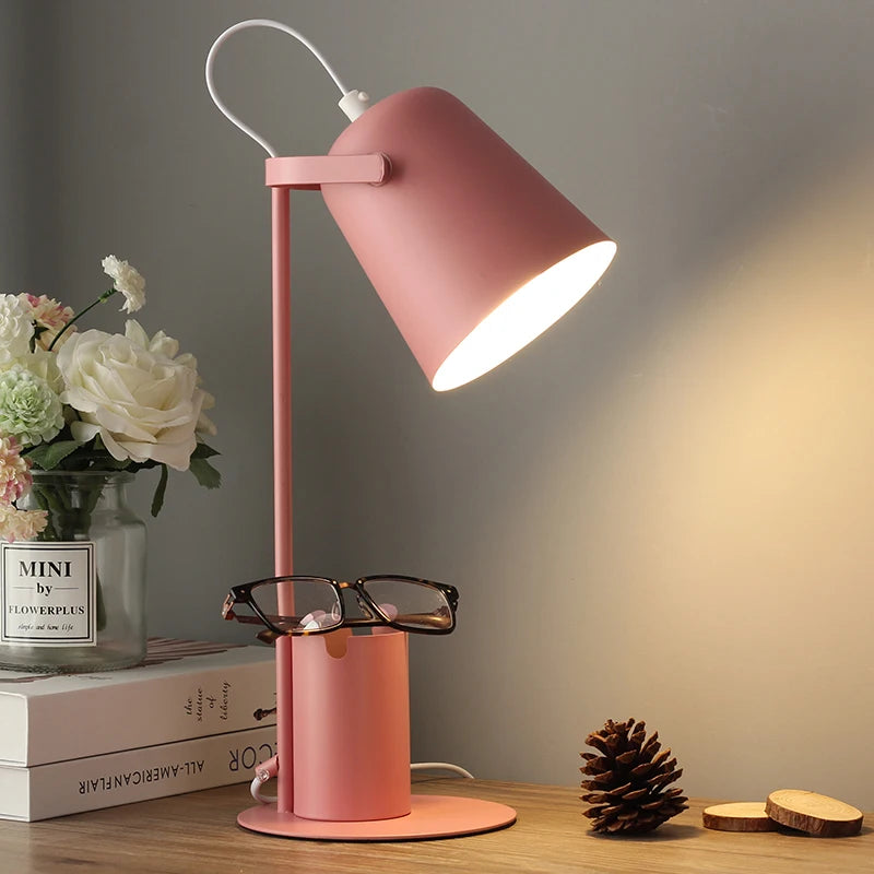 lampe de table led réglable style nordique avec porte-stylo protection yeux - vue 3 sur 12