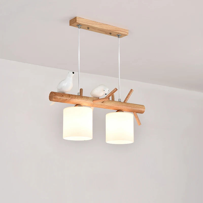 Nordique En Bois Massif PENDENTIF LED Lumière Salle à manger Plafond Lustre Chambre Salon Cuisine Éclairage Intérieur Luminaire - vue 4 sur 8