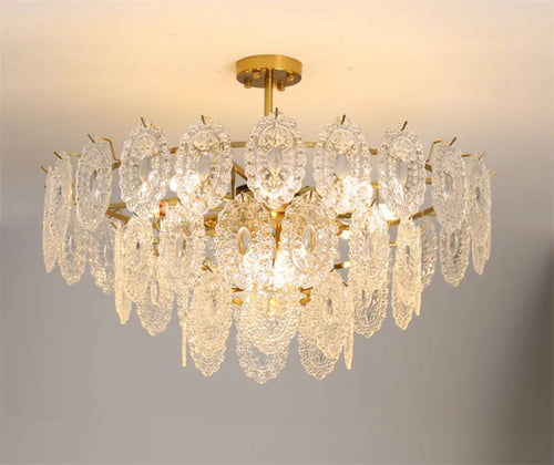 lustre rond en cristal doré design moderne à led - vue 6 sur 13