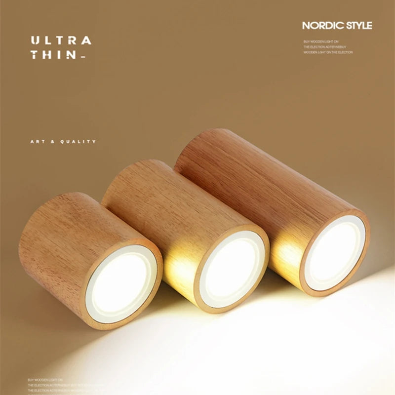 Spot Led rond en bois au design nordique - vue 3 sur 12