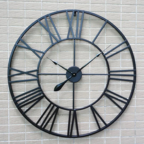 horloge murale moderne 3d style rétro en fer noir décor intérieur - vue 6 sur 6