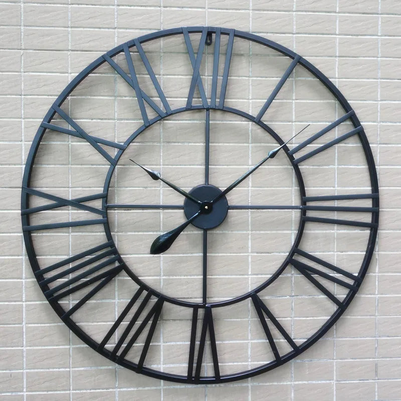 horloge murale moderne 3d style rétro en fer noir décor intérieur - vue 6 sur 6