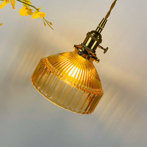 Suspension avec abat-jour en verre rétro Casbelle - vue 7 sur 13