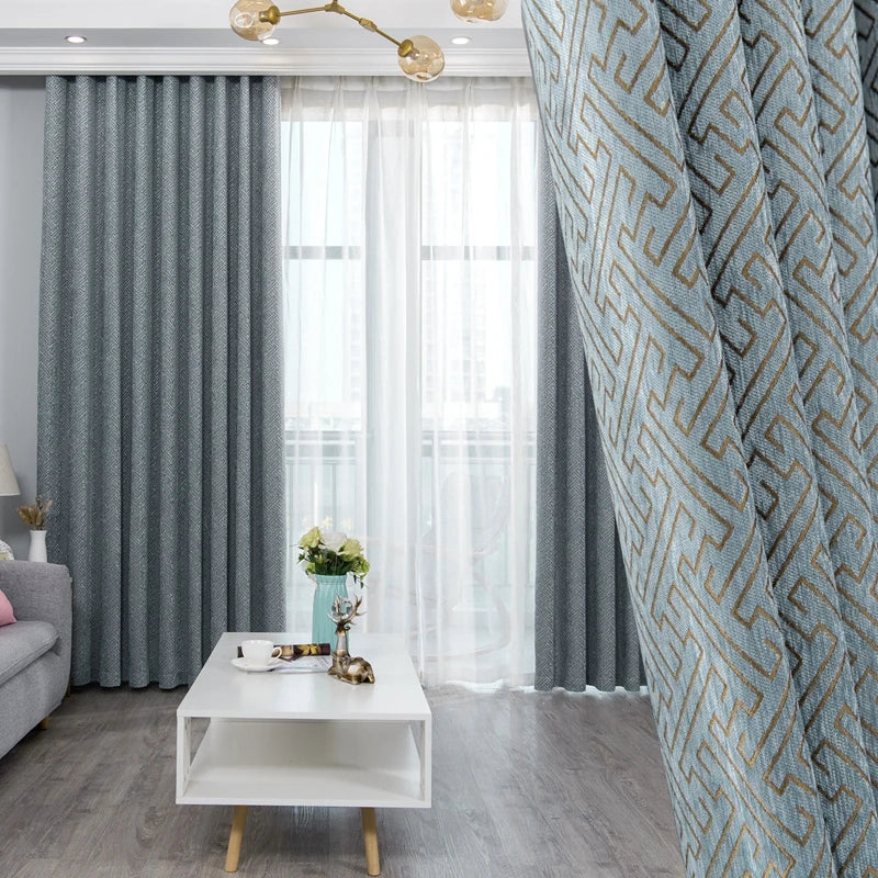 Rideau occultant motif géométrique style moderne sur mesure - vue 2 sur 11
