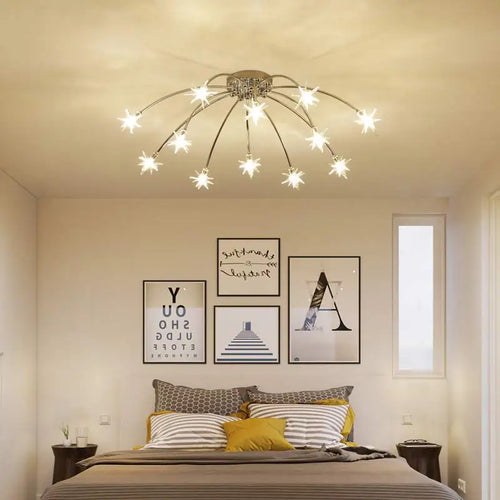 lustre moderne design chrome avec led pour éclairage maison - vue 5 sur 7