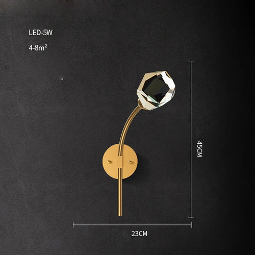 applique murale led postmoderne en cuivre et cristal - vue 13 sur 22