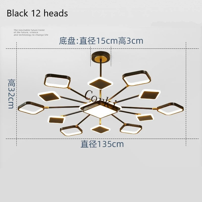 lustre carré à led moderne avec intensité variable - vue 12 sur 12