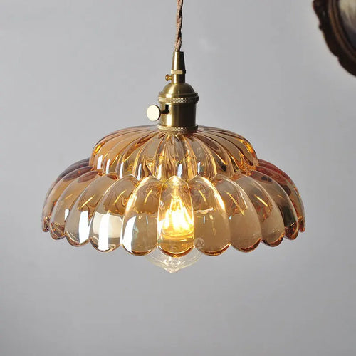 suspension en verre cuivre pour restaurant bar et loft - vue 3 sur 7