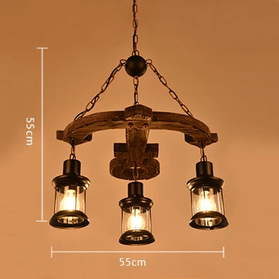 lustre ancre en bois style rétro pour café et restaurant