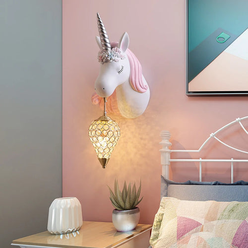 Applique murale résine LED licorne chambre fille princesse - vue 6 sur 23