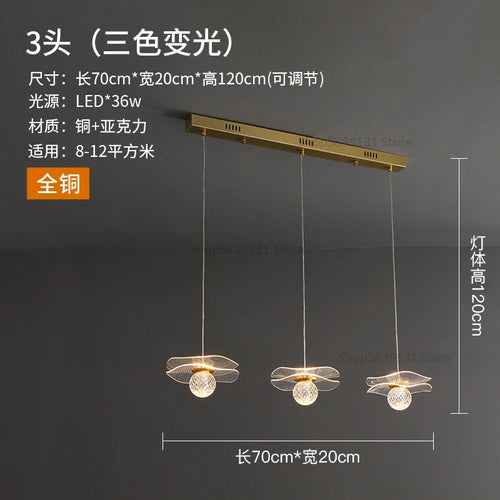 lustre moderne en acrylique et cuivre led feuille de lotus - vue 12 sur 18