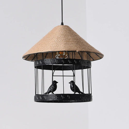 lustre suspension cage à oiseaux style industriel loft - vue 7 sur 7
