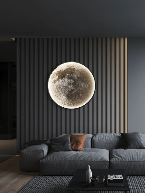 applique murale moderne led lune décoration luxe art - vue 3 sur 10