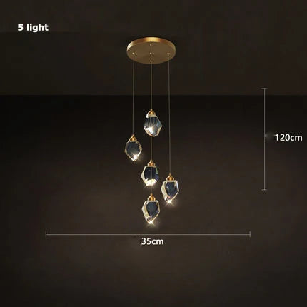 lustre en cristal et cuivre style art déco design moderne - vue 10 sur 22
