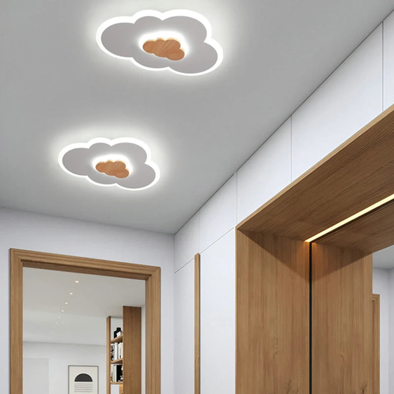 plafonnier led en bois dessin animé pour enfants - vue 3 sur 9