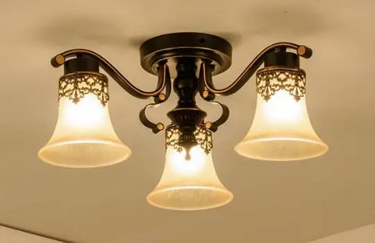 plafonnier vintage en verre et métal rétro lumineux - vue 9 sur 10