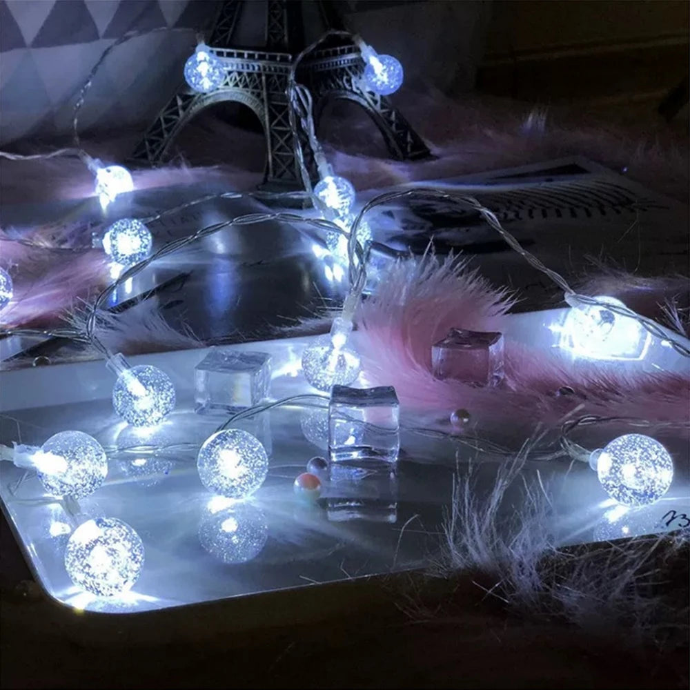 guirlande lumineuse à boules de cristal led pour décorations festives - vue 4 sur 9