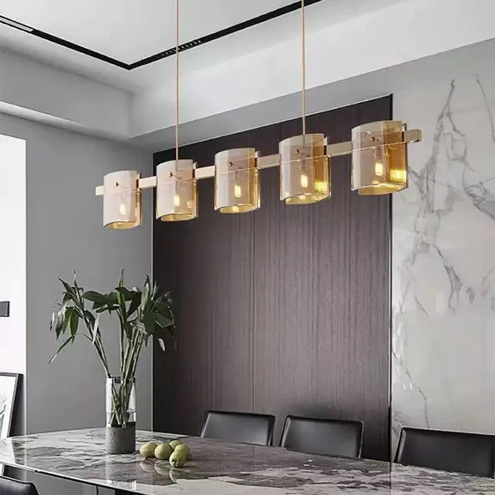 lustre moderne de luxe simple en verre led nordique - vue 3 sur 12