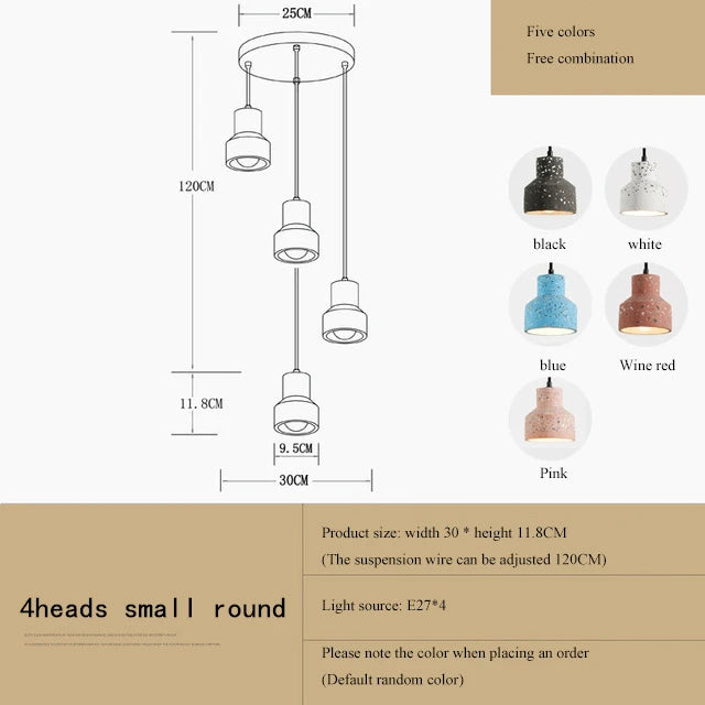 suspension moderne en terrazzo design nordique plusieurs couleurs led - vue 20 sur 28
