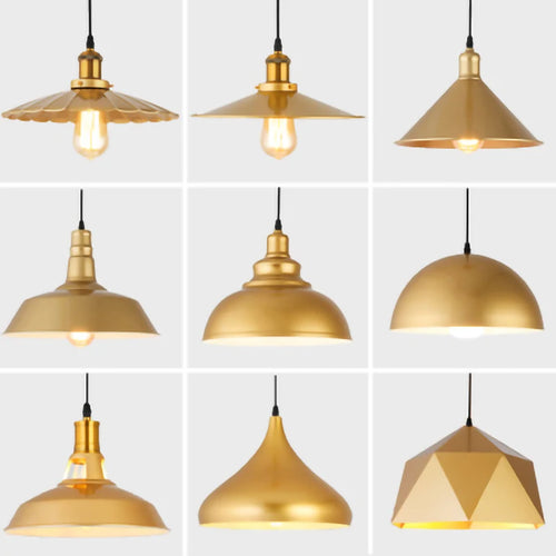Nordique rétro E27 suspension LED lumière pays américain couleur or lustre en fer forgé intérieur maison chevet salon cuisine lampe - vue 10 sur 14