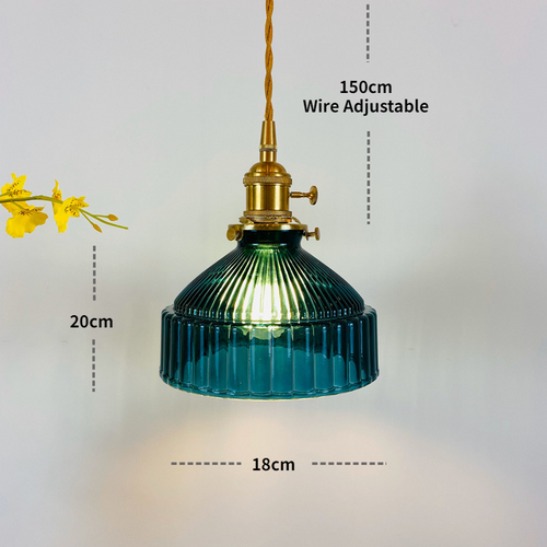 Suspension avec abat-jour en verre rétro Casbelle - vue 13 sur 13