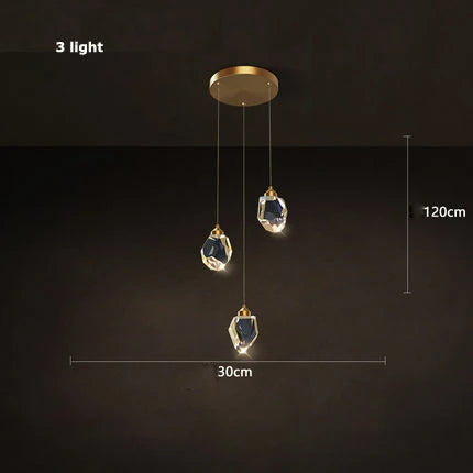 lustre en cristal et cuivre style art déco design moderne - vue 9 sur 22