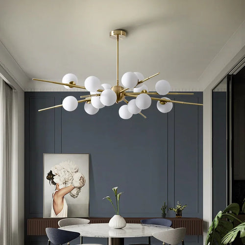 2024Modern Glass Ball LED Chandelier for Living room Dining Room Luminaire Gold/black Pendant Lamp Lustre ,Samsarah Lighting - vue 3 sur 9