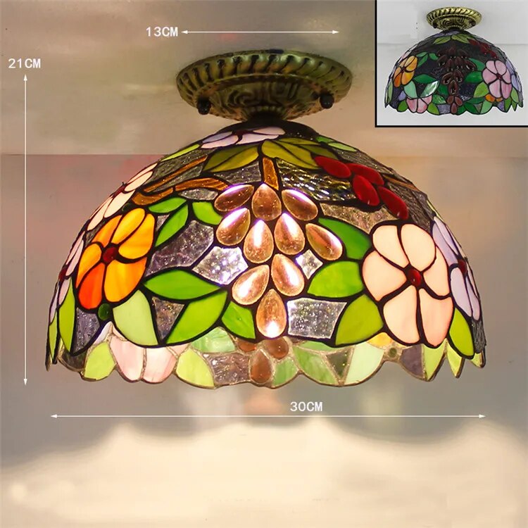 Plafonnier Led en verre créatif moderne avec ampoule 7W E27 - vue 13 sur 30