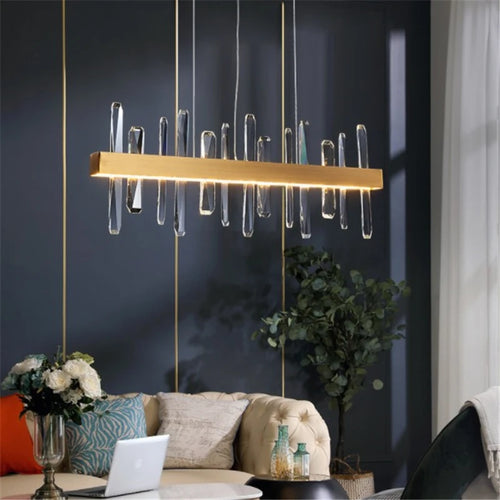 lustre en cristal k9 design art déco avec éclairage led - vue 4 sur 6