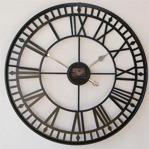 horloge murale en métal chiffres romains décorative silencieuse - vue 7 sur 7