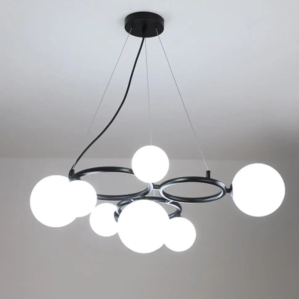lustre moderne en verre transparent avec cordon métallique réglable - vue 3 sur 10