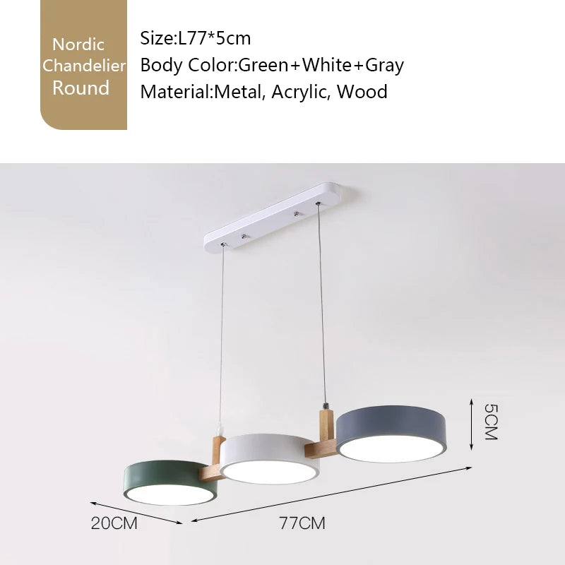 lustre nordique led moderne en bois et métal - vue 8 sur 8