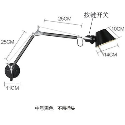 applique murale led moderne à bras long pliable et réglable pour lecture - vue 14 sur 16